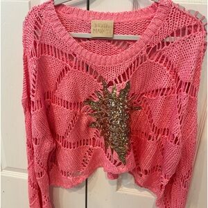NWOT Judith March Small Crocheted Sequin Crop Sweater